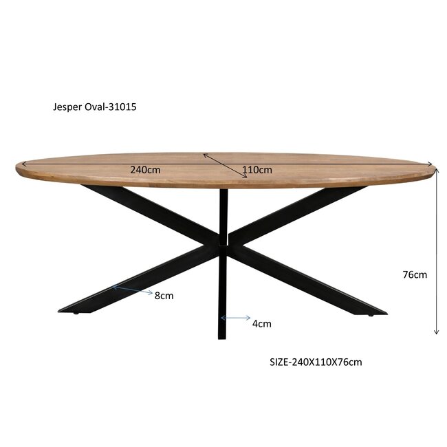 Livingfurn Eetkamertafel Jesper Ovaal 240 cm