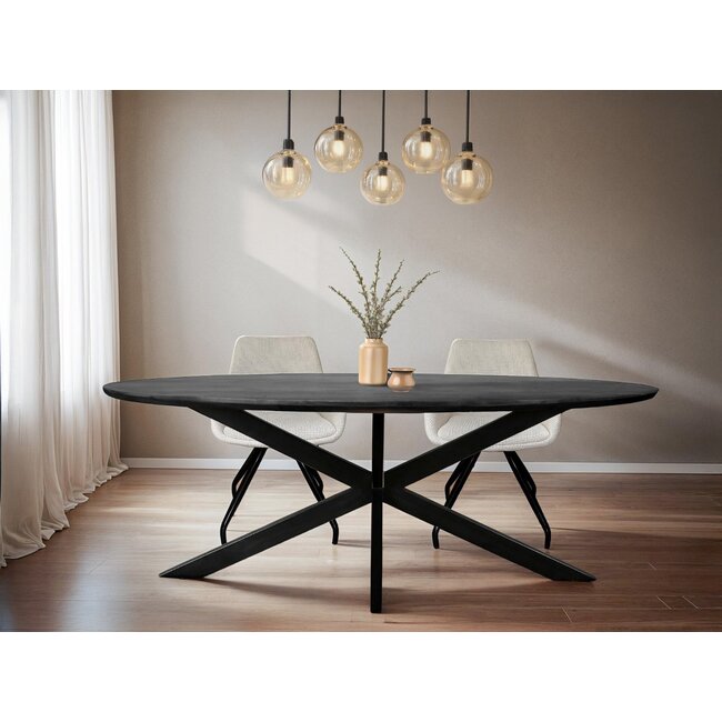 Livingfurn Eetkamertafel Jesper Ovaal Zwart 240 cm