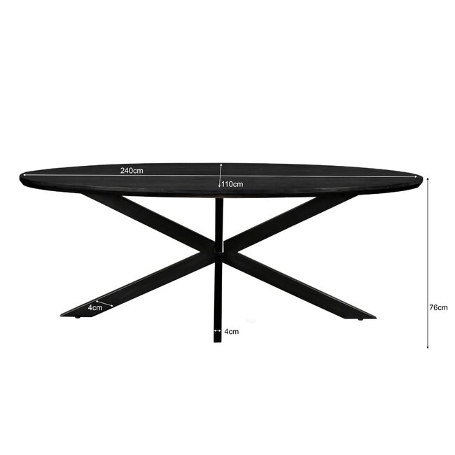 Livingfurn Eetkamertafel Jesper Ovaal Zwart 240 cm