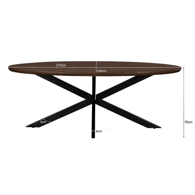 Livingfurn Eetkamertafel Jesper Ovaal Bruin 210 cm