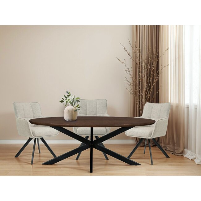 Livingfurn Eetkamertafel Jesper Ovaal Bruin 240 cm
