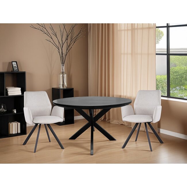 Livingfurn Eetkamertafel Jesper Rond Zwart 130cm