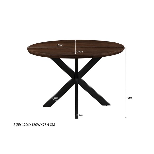 Livingfurn Eetkamertafel Jesper Rond Bruin 120cm