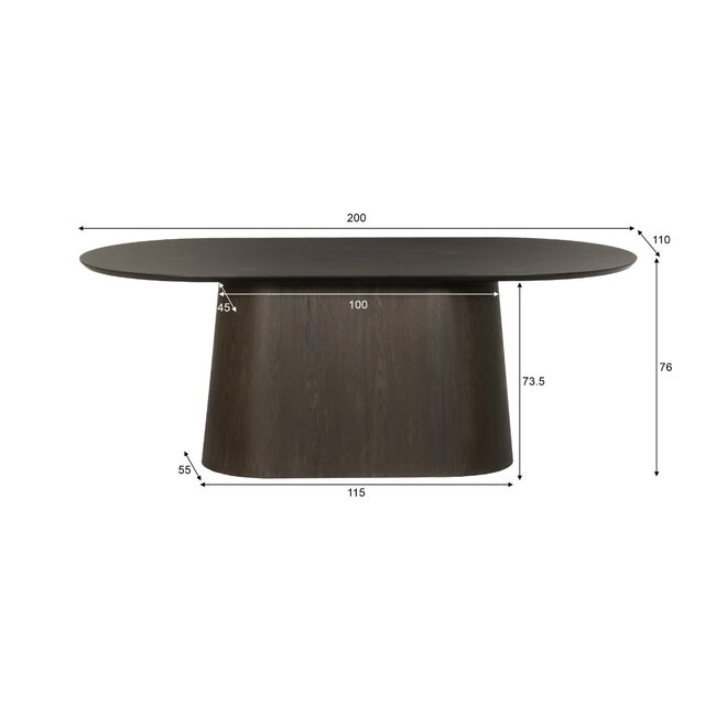 Livingfurn Eetkamertafel Novero Espresso 200cm