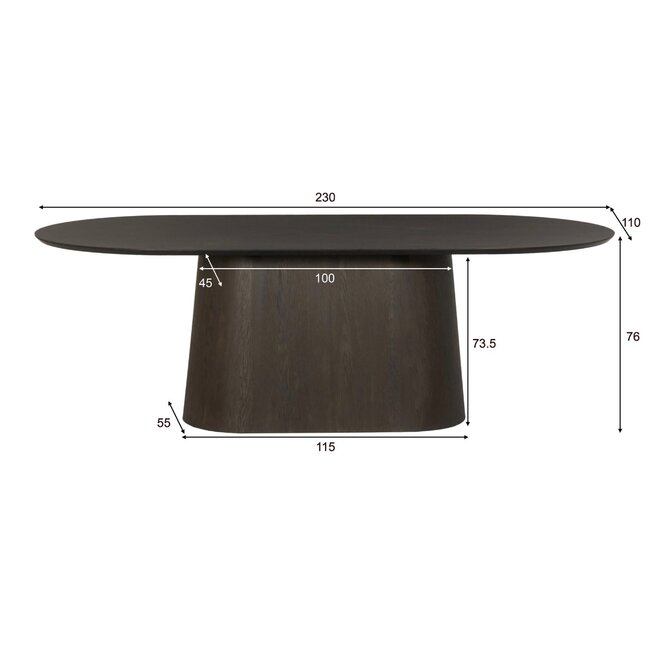 Livingfurn Eetkamertafel Novero Espresso 230cm