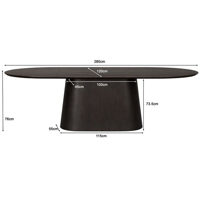 Livingfurn Eetkamertafel Novero Espresso 280cm