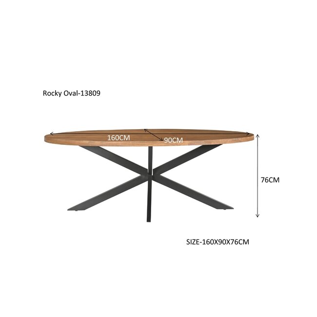 Livingfurn Eetkamertafel Rocky Ovaal 160 cm