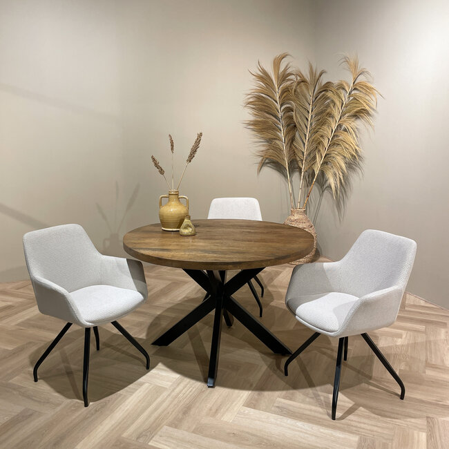 Livingfurn Eetkamertafel Rocky Rond Spider 120cm
