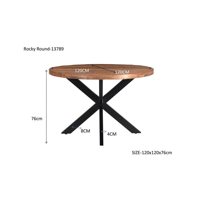 Livingfurn Eetkamertafel Rocky Rond Spider 120cm