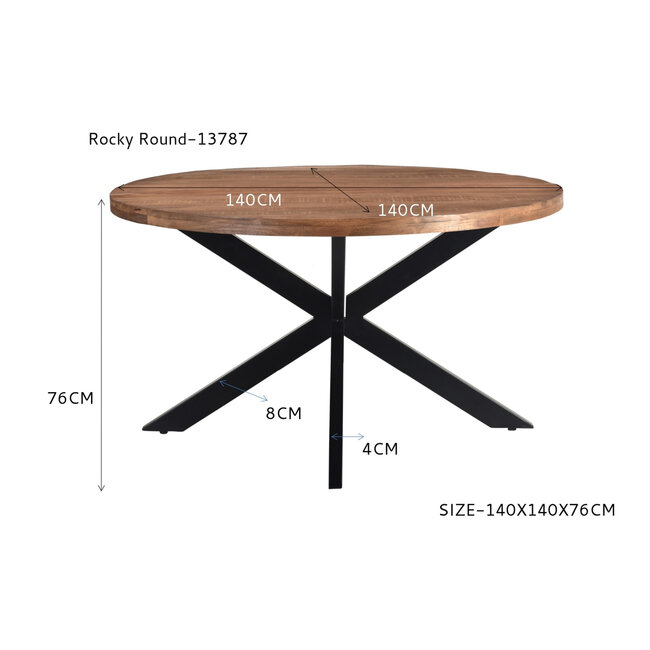 Livingfurn Eetkamertafel Rocky Rond Spider 140cm