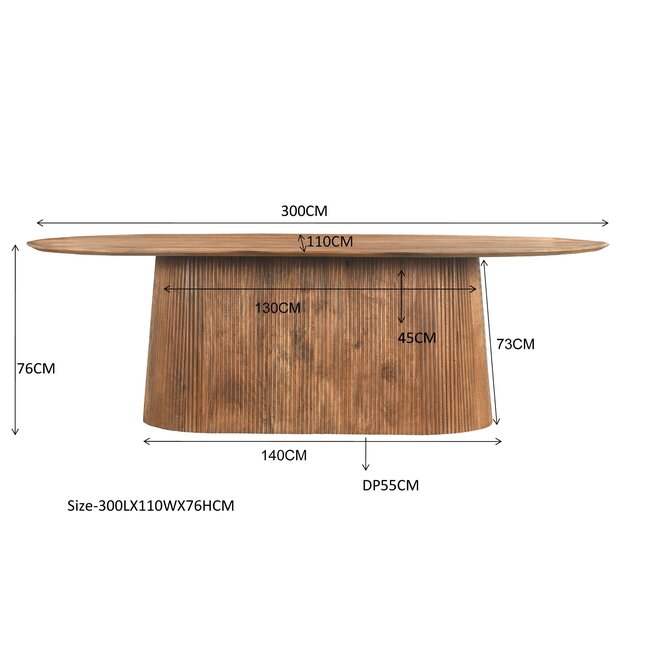 Livingfurn Eetkamertafel Salvator 300cm
