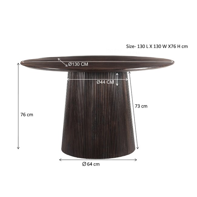 Livingfurn Eetkamertafel Salvator Walnoot 130cm