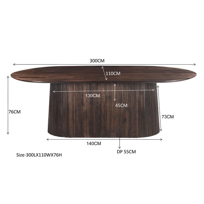 Livingfurn Eetkamertafel Salvator Walnoot 300cm
