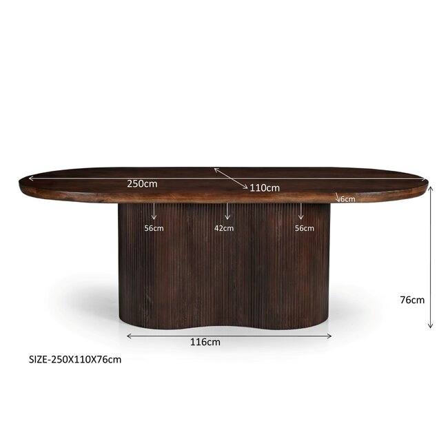 Livingfurn Eetkamertafel Sevilla Bruin 250cm