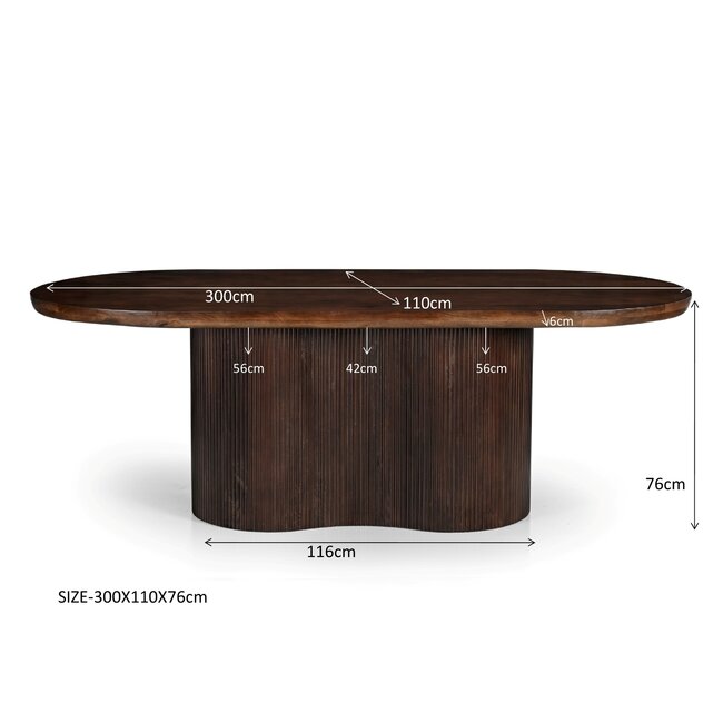 Livingfurn Eetkamertafel Sevilla Bruin 300cm