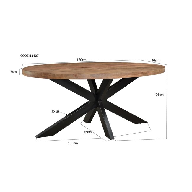 Livingfurn Eetkamertafel Sturdy Ovaal 160cm