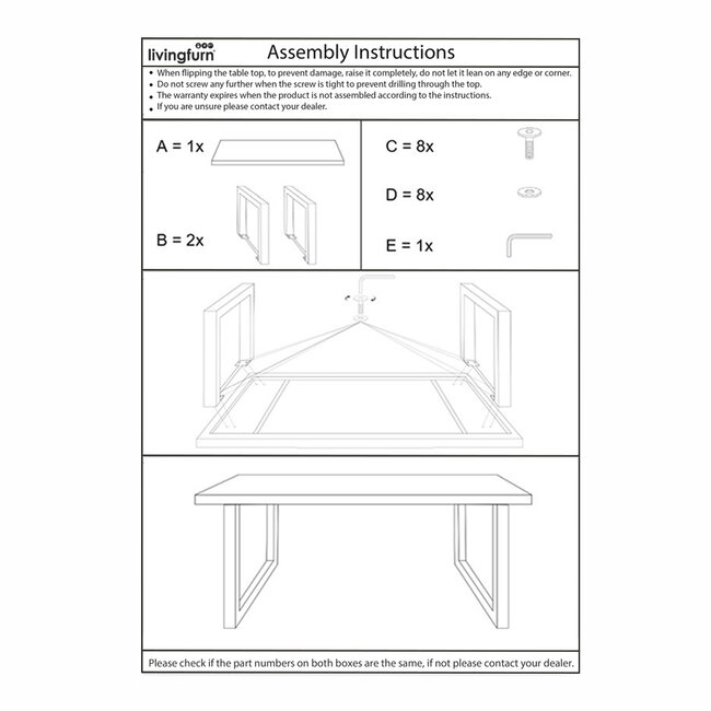 Livingfurn Eetkamertafel Sturdy U 160x90 cm