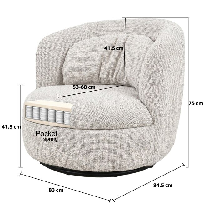 Livingfurn Fauteuil Britt Beige