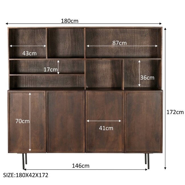 Livingfurn Kast Elan Bruin 180cm