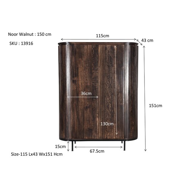 Livingfurn Kast Noor Walnoot 150cm