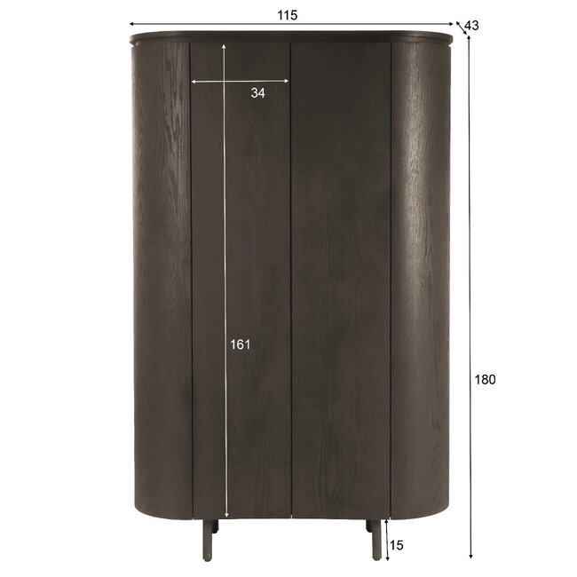 Livingfurn Kast Tobago Espresso 180cm