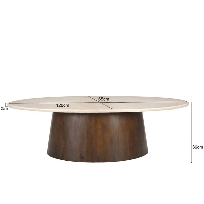 Brix Salontafel Brix Bottecino Ovaal 120cm