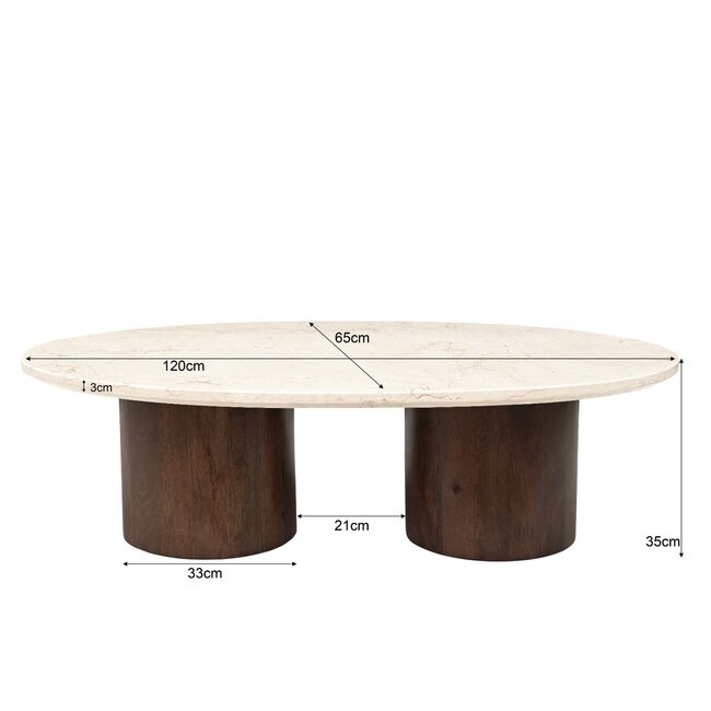 Brix Salontafel Brix Duno Bottecino 120cm