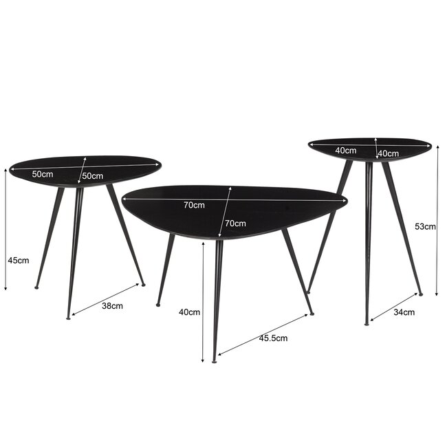 Brix Salontafel Brix Loua Zwart set of 3