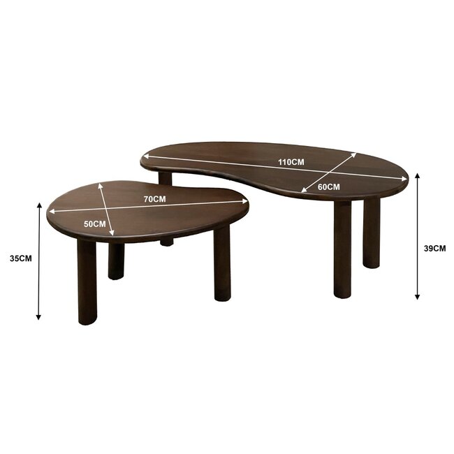 Brix Salontafel Brix Nubi Bruin Set of 2