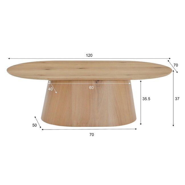 Livingfurn Salontafel Novero Ovaal 120cm