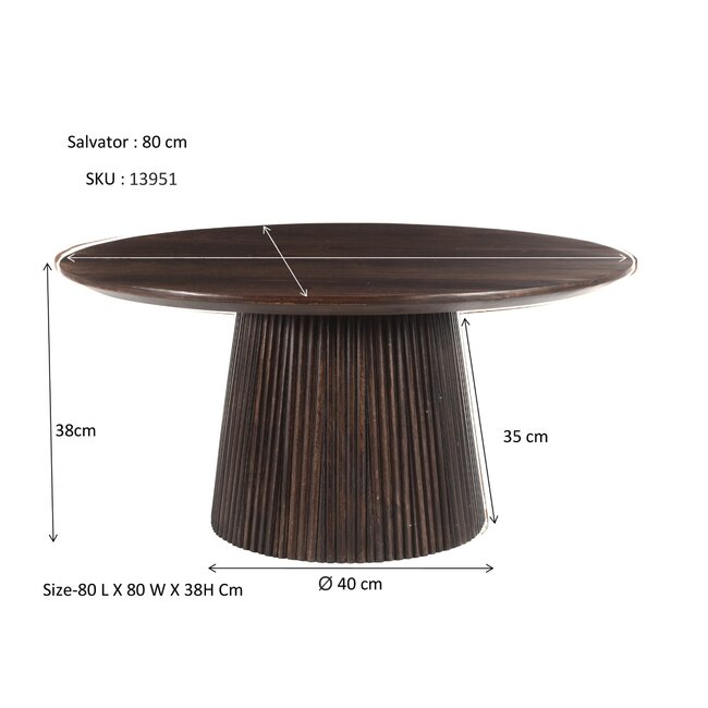 Livingfurn Salontafel Salvator Walnoot 80cm