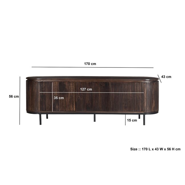 Livingfurn TV Meubel Noor Walnoot 170cm