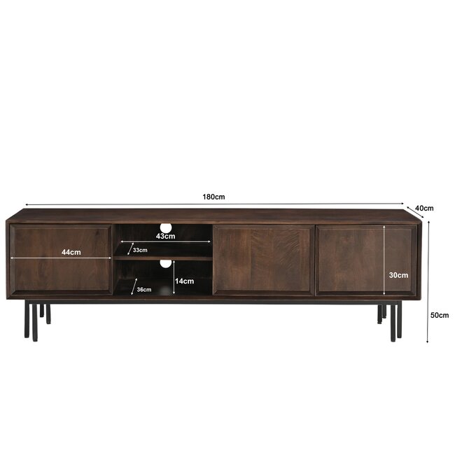 Livingfurn TV Meubel Ravenstein Bruin 180cm