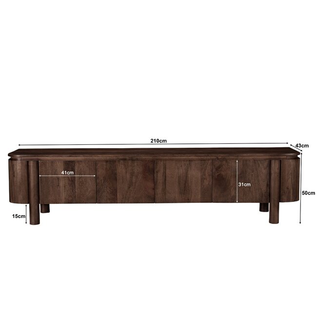 Livingfurn TV Meubel Salano Bruin 210 cm
