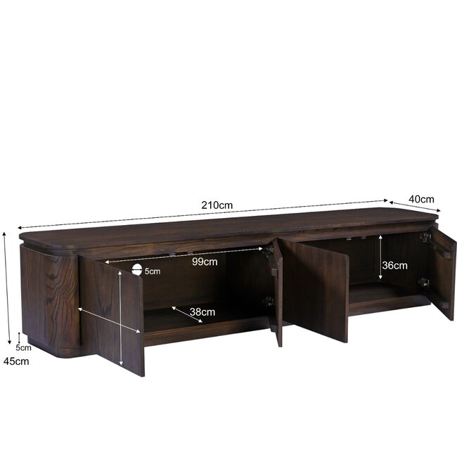 Livingfurn Zwevend TV Meubel Rivano Basalt 220cm