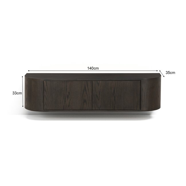 Livingfurn Zwevend TV Meubel Novero Espresso Zwevend 140cm