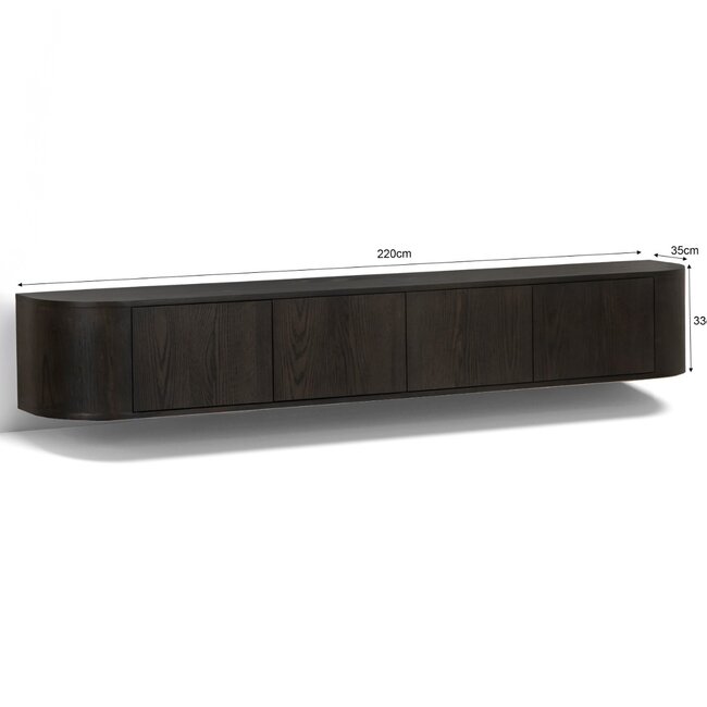 Livingfurn Zwevende TV Meubel Novero Espresso Zwevend 220cm