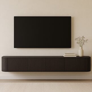 Livingfurn Zwevend TV Meubel Novero Espresso 220cm