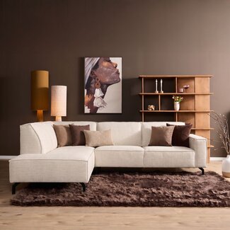 MySofa Hoekbank Floris | Divan Links + 2,5 zits | Beige | Velvet