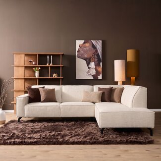 MySofa Hoekbank Floris| 2,5 zits + Divan Rechts | Beige | Velvet