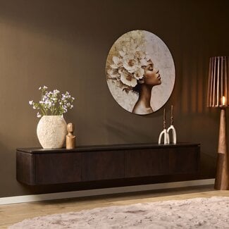 Starfurn Zwevend tv meubel Dallas Bruin Mangohout 210 cm