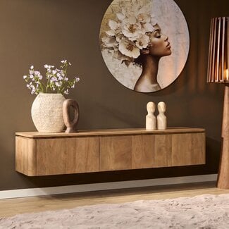 Starfurn Zwevend tv meubel Dallas Naturel Mangohout 165 cm