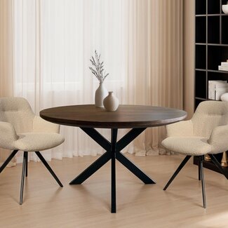 Livingfurn Eetkamertafel Jesper Rond Bruin 120cm
