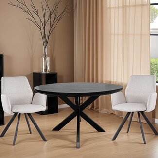 Livingfurn Eetkamertafel Jesper Rond Zwart 130cm