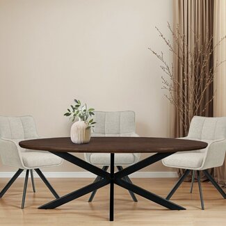 Livingfurn Eetkamertafel Jesper Ovaal Bruin 240 cm