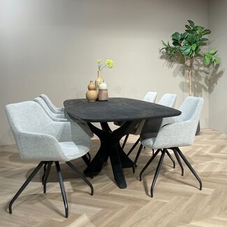 Brix Eetkamertafel Brix Montreaux Zwart 220cm