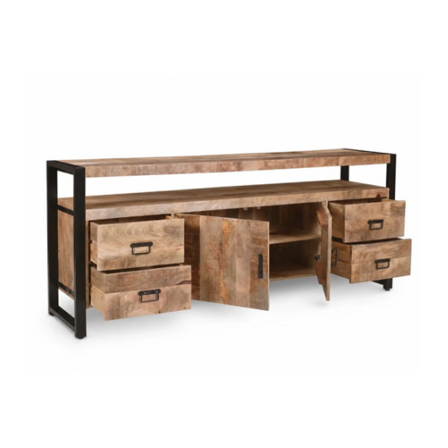 Benoa Dressoir industrial mango 2 deurs met 4 lades