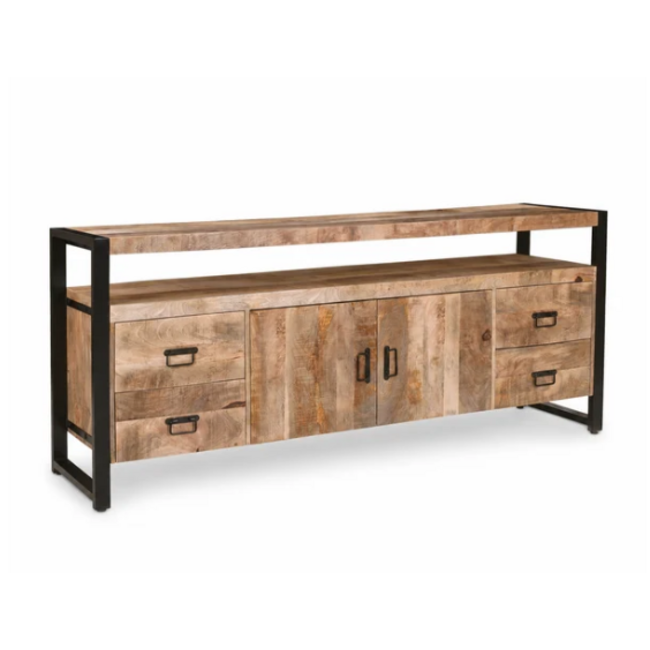 Benoa Dressoir industrial mango 2 deurs met 4 lades