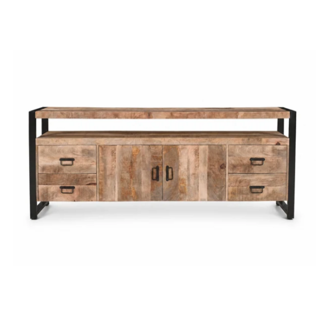 Benoa Dressoir industrial mango 2 deurs met 4 lades