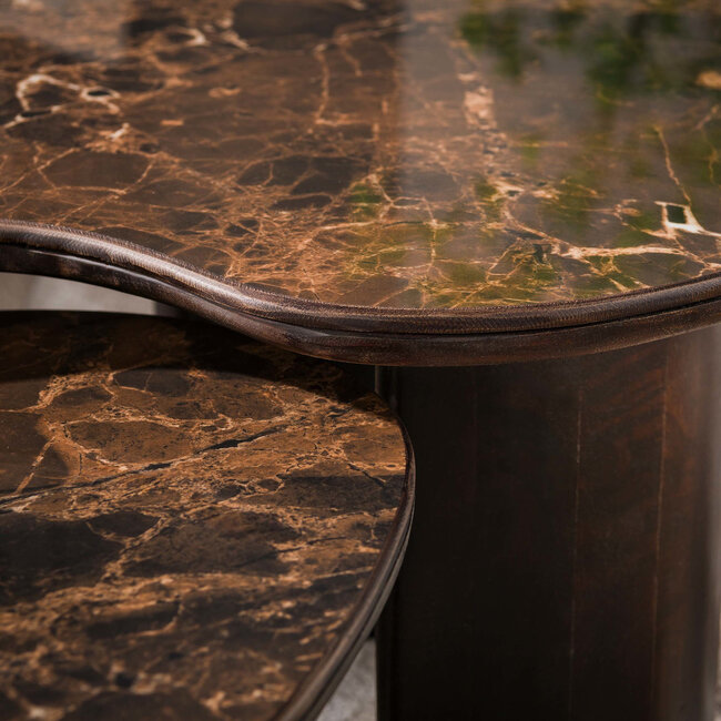WoonStijl Salontafel Empera niervormig set van 2 Keramiek dark emperador